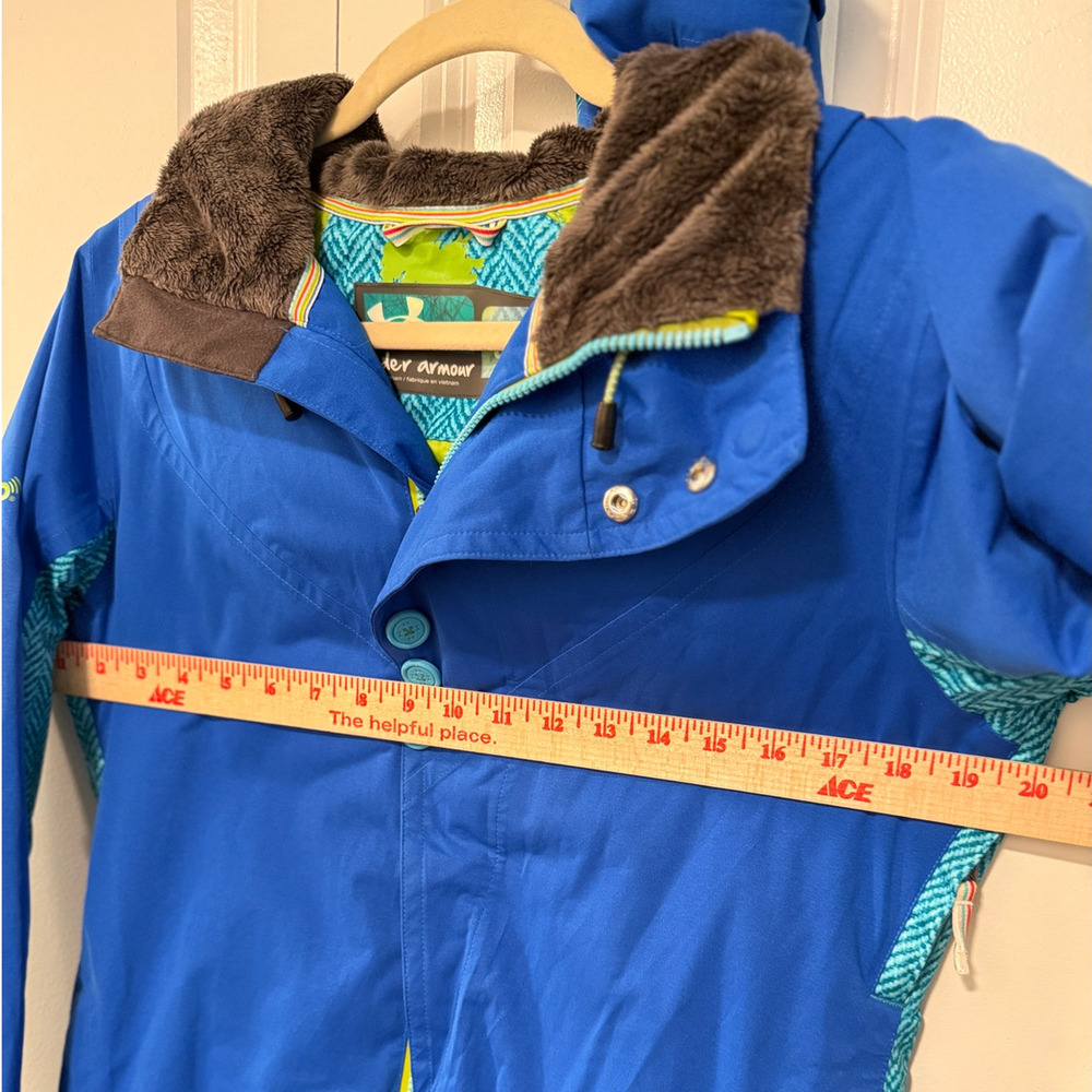 Under Armour S Ski Jacket $199 Waterproof Snowboard Brimmed Hood Bright Blue NEW - Picture 9 of 10